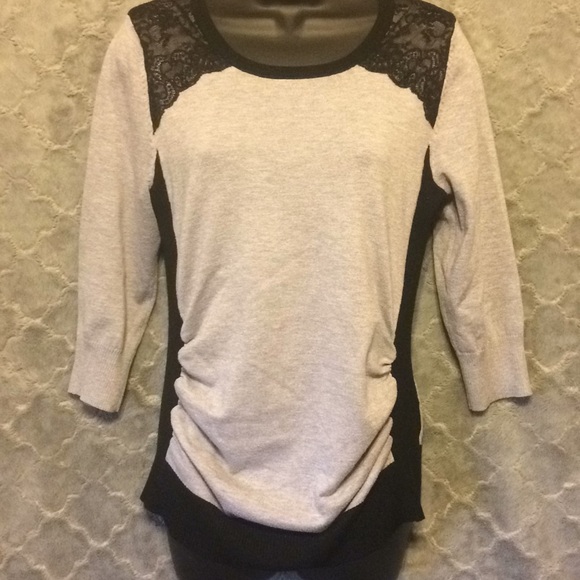 Iz Byer Tops - Grey and black 3/4 sleeve top